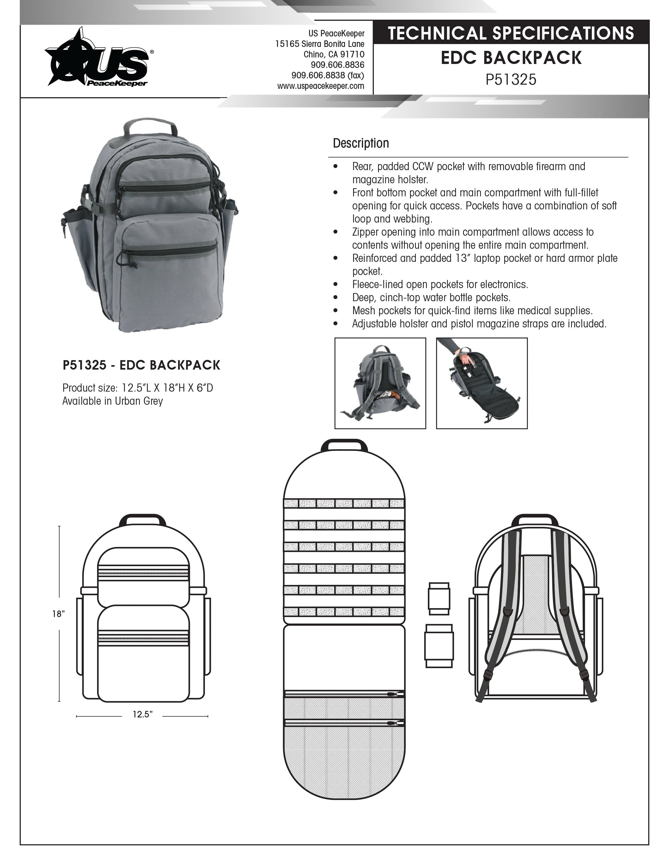 best concealed carry laptop backpack EDC Backpack – US PeaceKeeper